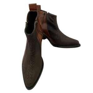 Free People Flying Ranch Leather Snakeskin Zip Western Booties EU 39/US 8.5